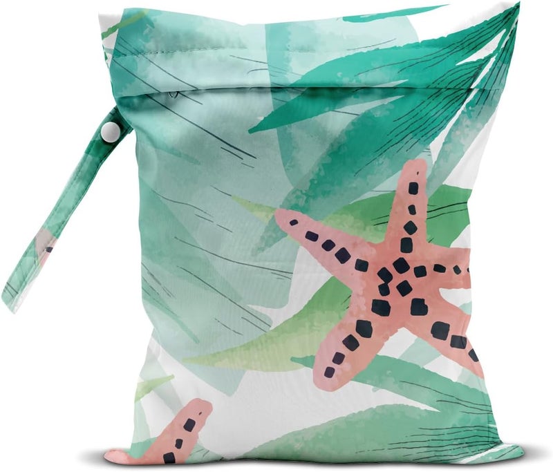 AASRR Store Wet Dry Bag, Wet Bag for Swimsuit, Travel, Beach, Pool, Diapers, Dirty Yoga Gym Clothes, Makeup Bag, Tropical Starfish Summer Vacation Essentials - Image 1